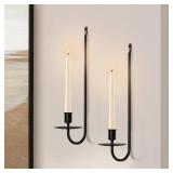 Candle Sconces Set of 2, Taper & Pillar Wall Candle Holder, 13.2 Inch Black Wall Sconces Set of Two, Decor for Entryway, Stair Corner, Living Room, Gifts for Men Women Mom or Dad