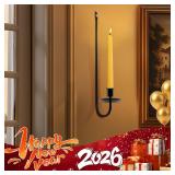 Candle Sconces Set of 2, Taper & Pillar Wall Candle Holder, 13.2 Inch Black Wall Sconces Set of Two, Decor for Entryway, Stair Corner, Living Room, Gifts for Men Women Mom or Dad