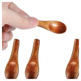 Ymapinc 4 Pcs Tiny Wooden Spoons, Handmade Mini Spoon for Spices Jars Sugar Salt Sauce Honey Kitchen Cooking(2.42inch, Red Brown)