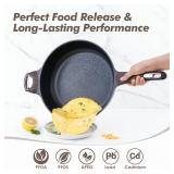 SENSARTE Nonstick Frying Pan Skillet with Lid, 12 Inch Large Deep Frying Pan, 5 Qt Non Stick Saute Pan with Cover, Induction Pan, Healthy Non Toxic Cooking Pan with Helper Handle, PFOA PFOS Free