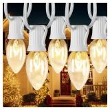 C9 Clear Christmas String Light Set, 100 Feet Vintage Christmas Tree Lights, Outdoor Roofline String Lights with 100 Clear Bulbs for Patio Garden Holiday Indoor Home Decorating, Not Connectable