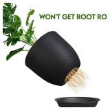 Ferlypote Plant Pots 8 Inch Set of 2, Flower Pots with Multi Mesh Drainage Holes, Planters for Indoor Outdoor Garden Plants and Flowers (Black)