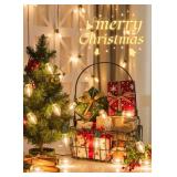 Minetom Vintage C9 LED Christmas Lights Outdoor Warm White, 50 Feet C9 String Lights for Christmas Tree Roofline Holiday Party Indoor Outdoor Garden Patio Backyard Cafe Xmas Decoration, Green Wire