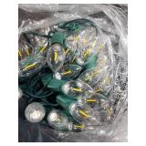 Minetom Vintage C9 LED Christmas Lights Outdoor Warm White, 50 Feet C9 String Lights for Christmas Tree Roofline Holiday Party Indoor Outdoor Garden Patio Backyard Cafe Xmas Decoration, Green Wire