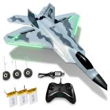 Akargol Rc Plane Jet Extra 3 Battery, Remote Control Airplane 2025 Christmast Gift- New Planes Model Led Light Aircraft Fighter Army Toy with Easy to Flying Toys for Boys and Girls