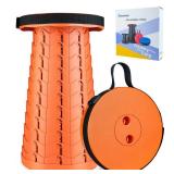 Boreeman Upgraded Folding Stool Lightweight Yet More Sturdy with Load Capacity 400lbs Portable Collapsible Stool for Camping Fishing Hiking BBQ (All Orange)