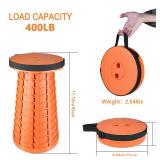 Boreeman Upgraded Folding Stool Lightweight Yet More Sturdy with Load Capacity 400lbs Portable Collapsible Stool for Camping Fishing Hiking BBQ (All Orange)