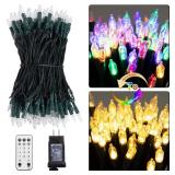 200 LED Christmas String Lights Outdoor 75 Ft. 9 Modes with Remote Timer Dimmer Extendable Mini Fairy Lights Plug in for Indoor Xmas Trees Wedding Decor, Warm White + Multicolored