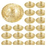 Chalyna 24 Pieces Mini Straw Hats for Puerto Rico Christmas Crafts 2.1 Inch Mini Sombrero Tiny Dollhouse Miniature Straw Hats for Dolls Small Cowboy DIY Decorations Jewelry Accessories(24 Pieces)
