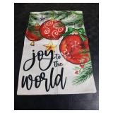 CROWNED BEAUTY Christmas Garden Flag 12x18 Inch Double Sided Small Burlap Joy to the World Yard Flag for Outside