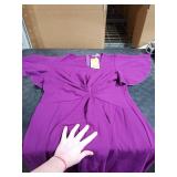 QMZ Wedding Guest Dresses for Women Have Pockets Cocktail Dress Ruffle Sleeve A Line Evening Party Formal Dresses for women-Purple-2XL