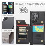 Vinich for Samsung Galaxy S25 Ultra Wallet Case with Card Holder, RFID Blocking Credit Slots Kickstand Shockproof Phone Cover Fit for Galaxy S25 Ultra 6.9 Black