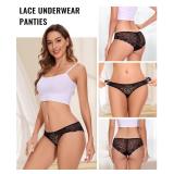 Sunm Boutique Sexy Lace Womens Underwear, Cheeky Panties for Women, Seamless Bikini for Ladies (Medium, 6 Pack - Black)