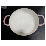 Cast Iron Dutch Oven Pot with Lid, Round Bread Oven for Sourdough Bread Baking, Umite Chef Enameled Cast Iron Bread Oven with Dome Lid & Cotton Potholders for Sourdough, Pink, 6 Quarts