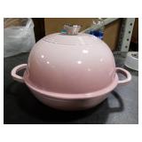 Cast Iron Dutch Oven Pot with Lid, Round Bread Oven for Sourdough Bread Baking, Umite Chef Enameled Cast Iron Bread Oven with Dome Lid & Cotton Potholders for Sourdough, Pink, 6 Quarts