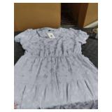 ZESICA Womens 2026 Summer Puff Short Sleeve Midi Dress Floral V Neck Textured Ruffle Flowy Beach Party Dresses,Dusty Taro,X-Large