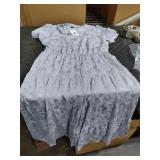 ZESICA Womens 2026 Summer Puff Short Sleeve Midi Dress Floral V Neck Textured Ruffle Flowy Beach Party Dresses,Dusty Taro,X-Large