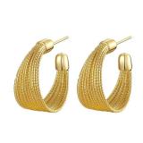 Gold Hoop Earrings For Women Trendy,14K Gold Plated Wide Dangle Hoop Earrings With Brushed Design,Statement Thick Huggie Big/Large Hoops,Jewelry Gift.