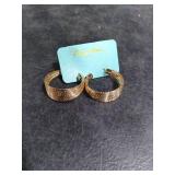 Gold Hoop Earrings For Women Trendy,14K Gold Plated Wide Dangle Hoop Earrings With Brushed Design,Statement Thick Huggie Big/Large Hoops,Jewelry Gift.