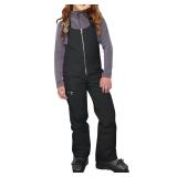 Haloumoning Kids Snow Bibs Girls Ski Pants Waterproof Insulated Snowboard Overalls Snowsuit 5-14 Years Black