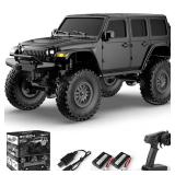RACENT 1/24 RC Crawler 4WD Off Road All Terrain RC Monster Truck Rock Climbing with led Light Waterproof Hobby Grade Toys with 2 Batteries for Adults (Black)