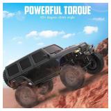 RACENT 1/24 RC Crawler 4WD Off Road All Terrain RC Monster Truck Rock Climbing with led Light Waterproof Hobby Grade Toys with 2 Batteries for Adults (Black)