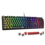 Redragon Mechanical Gaming Keyboard Wired, 11 Programmable Backlit Modes, Hot-Swappable Red Switch, Anti-Ghosting, Double-Shot PBT Keycaps, Light Up Keyboard for PC Mac