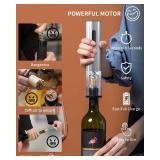 CIRCLE JOY 6-in-1 Electric Wine Opener Set Rechargeable Stainless Steel Wine Opener Gift Set with Foil Cutter, Rechargeable & Manual Wine Aerator Pourers, Vacuum Wine Stopper and Storage Base, Silver