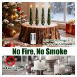 LOKIPILEY 4 Pcs Flameless Christmas Tree Candles with Remote, 2026 Upgraded LED Battery Operated Candlesticks Green Real Wax Window Candlesticks for New Year Xmas Decorations