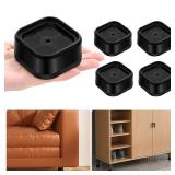 shouwuhho 4 Pack Furniture Risers Adjustable Bed Risers Heavy Duty Lifts Height 1, Square Stackable Bed Risers 1, 2 or 3 Inch for Desk Leg Table Couch Sofa Chair Bed Frame Legs Dorm, Black