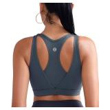 RUNNING GIRL Sports Bras for Women High Support,Molded Cup High Impact Sports Bra Racerback Workout Yoga Running Bra(WX3052 Deep Grey,M)