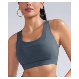 RUNNING GIRL Sports Bras for Women High Support,Molded Cup High Impact Sports Bra Racerback Workout Yoga Running Bra(WX3052 Deep Grey,M)