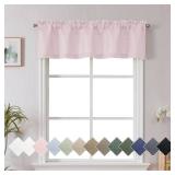 Chyhomenyc Bennet Blush Pink Valance for Windows, Faux Linen Slub Textured Semi Sheer Small Window Kitchen Valance Curtain, Rod Pocket Cafe Valance for Bathroom Laundry Basement, 60Wx14L inch, 1 Piece