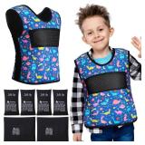 Janmercy Weighted Vest for Kids Ages 4 to 7 and Ages 8+ Boy Girl Adjustable Breathable Compression Vest for Processing Issue(Dinosaur,Medium,Dark Blue)