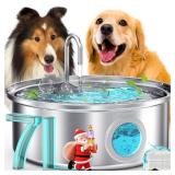 oneisall Dog Water Fountain, 7L/230oz/1.8G Quiet Dog Fountain Water Bowl, Stainless Steel Dog Water Fountain with Visual Water Level&Triple Filtration for Large Medium Small Breed Dogs Pets