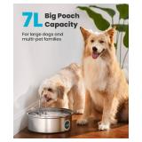 oneisall Dog Water Fountain, 7L/230oz/1.8G Quiet Dog Fountain Water Bowl, Stainless Steel Dog Water Fountain with Visual Water Level&Triple Filtration for Large Medium Small Breed Dogs Pets