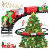 Hanging Christmas Train Set - VATOS 2 in 1 Christmas Train Toy with Light Sound for Kids, Train Toy Set Around & Under The Christmas Tree, Best Indoor Christmas Decoration for Family Yard Garden