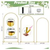Metal Arch Backdrop Stand, Set of 3 (6/6.6/7.2 ft) Wedding Arched Frame with 12 Ground Nails and Storage Bag, Stable Arched Background Stand for Wedding, Baby Shower, Birthday Party, Photography, Gold