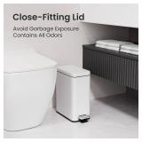 Cesun Bathroom Trash Can with Lid, 2.6 Gallon Small Bathroom Garbage Can Soft Close, Stainless Steel Waste Basket with Step Pedal for Bedroom, Laundry Room, Living Room, Home Office, Toilet, RV, White