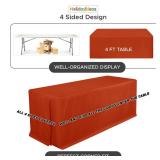 HolidayIdeas 4 Pack Fitted Tablecloth for 6ft Tables, Rust Table Cover for Christmas Vendor Booth Display, Market Stall, Craft Fair, Fall Festival, Wrinkle Resistant with Professional 4-Sided Coverage
