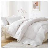 BPC Feather Comforter King Size, Filled with Feather and Down Fibers, All Season White Luxury Hotel Collection Bed Comforter, Ultra Soft Poly-Cotton Blend Fabric, 4 Corner Loop Tabs, 106x90