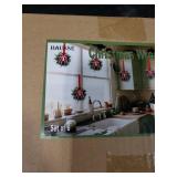 Hausse 6 Pcs Christmas Wreath, 12 Christmas Mini Wreaths for Cabinets with Red Bows, Artificial Small Xmas Wreaths Hanging Decoration Garlands for Kitchen Window Farmhouse Chair Wall Front Door