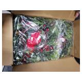 Hausse 6 Pcs Christmas Wreath, 12 Christmas Mini Wreaths for Cabinets with Red Bows, Artificial Small Xmas Wreaths Hanging Decoration Garlands for Kitchen Window Farmhouse Chair Wall Front Door