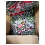 Hausse 6 Pcs Christmas Wreath, 12 Christmas Mini Wreaths for Cabinets with Red Bows, Artificial Small Xmas Wreaths Hanging Decoration Garlands for Kitchen Window Farmhouse Chair Wall Front Door