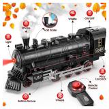 Hot Bee Train Set for Boys, Alloy Remote Control Train Sets with Steam Locomotive, Light Up Cars and Tracks, Electric Trains Set Toys for Toddler Kids, Christmas Toys Gifts for 3 4 5 6 7 8+ Year Old