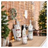 Potchen 12 Set 25 oz Christmas Coquito Plastic Wine Bottles for Homemade 750ml Airtight Empty Clear Coquito Liquor Bottles with Labels Stickers and Lid for Home Brewing Xmas Gifts Party Supplies