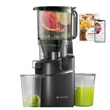 AMZCHEF Juicer Machines, 5.8 Extra Self-Feeding Cold Press Juicer for Whole Vegetable & Fruit, Juice Extractor Machine with Large Auger & Triple Strainers, Easy to Clean, High Juice Yield, Black