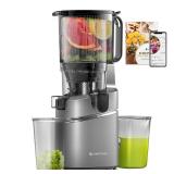 AMZCHEF Juicer Machines, 5.8 Extra Self-Feeding Cold Press Juicer for Whole Vegetable & Fruit, Juice Extractor Machine with Large Auger & Triple Strainers, Easy to Clean, High Juice Yield, Grey