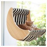 Window Cat Beds for Indoor Cats Perches Moon Shelves Mounted with Strong Suction Cups Cat Window Seat for Sleep and Watch Birds(Stripe)