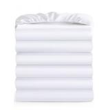Maple&Stone Twin Fitted Sheet Only - Bulk Pack of 6 Bottom Sheets - Premium Soft & Breathable, Brushed Microfiber Fabric for Twin Size White
